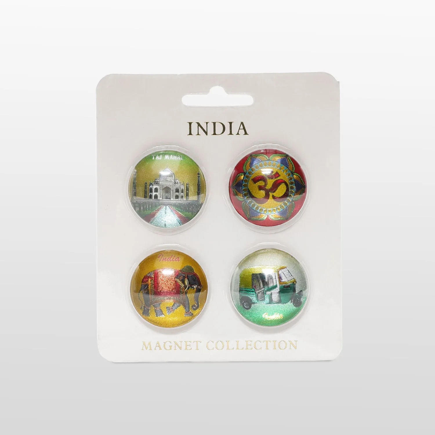 Round Fridge Magnet Set of 4 in Metal