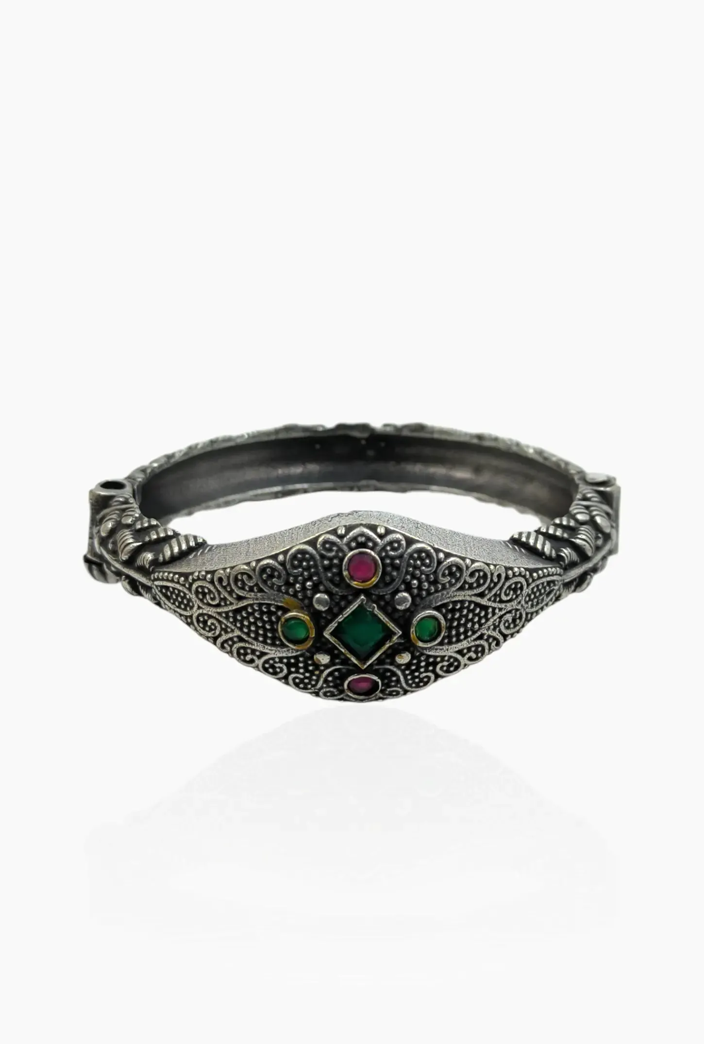 Shuchi Stone Studded Kada Bangle, Green