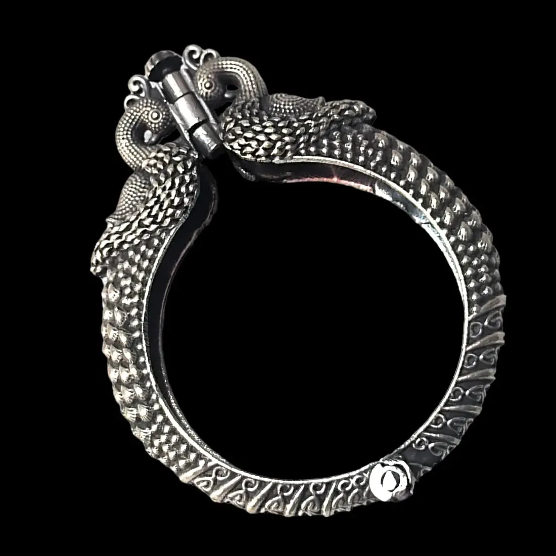 Silver Lookalike Peacock Kada Bangle, Silver