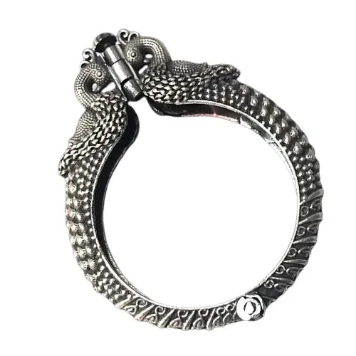 Silver Lookalike Peacock Kada Bangle, Silver