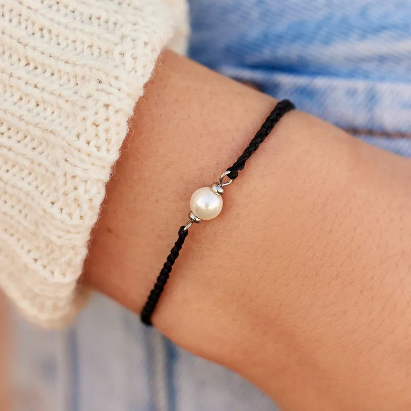 Simple Pearl Bead Silver Bracelet