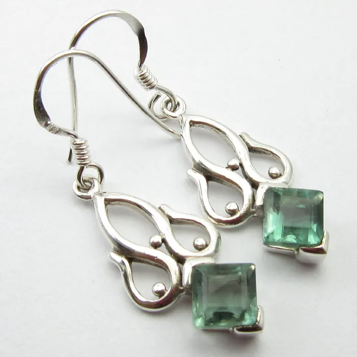 Solid Silver Apatite Raj Drop Earrings