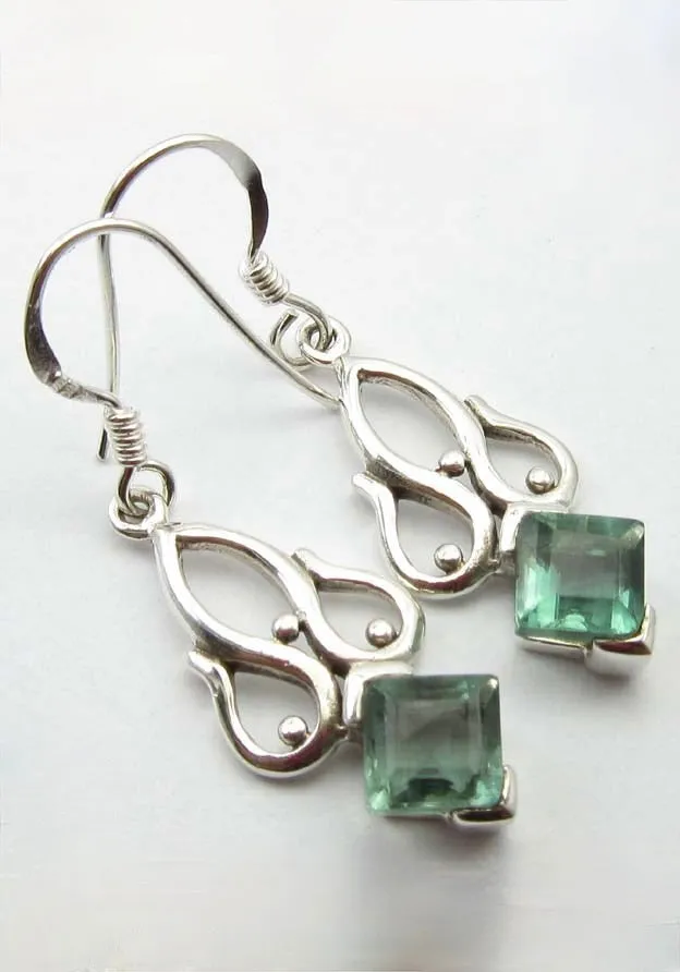 Solid Silver Apatite Raj Drop Earrings