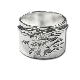 Sterling Silver Men's Cigar Band Trident Ring