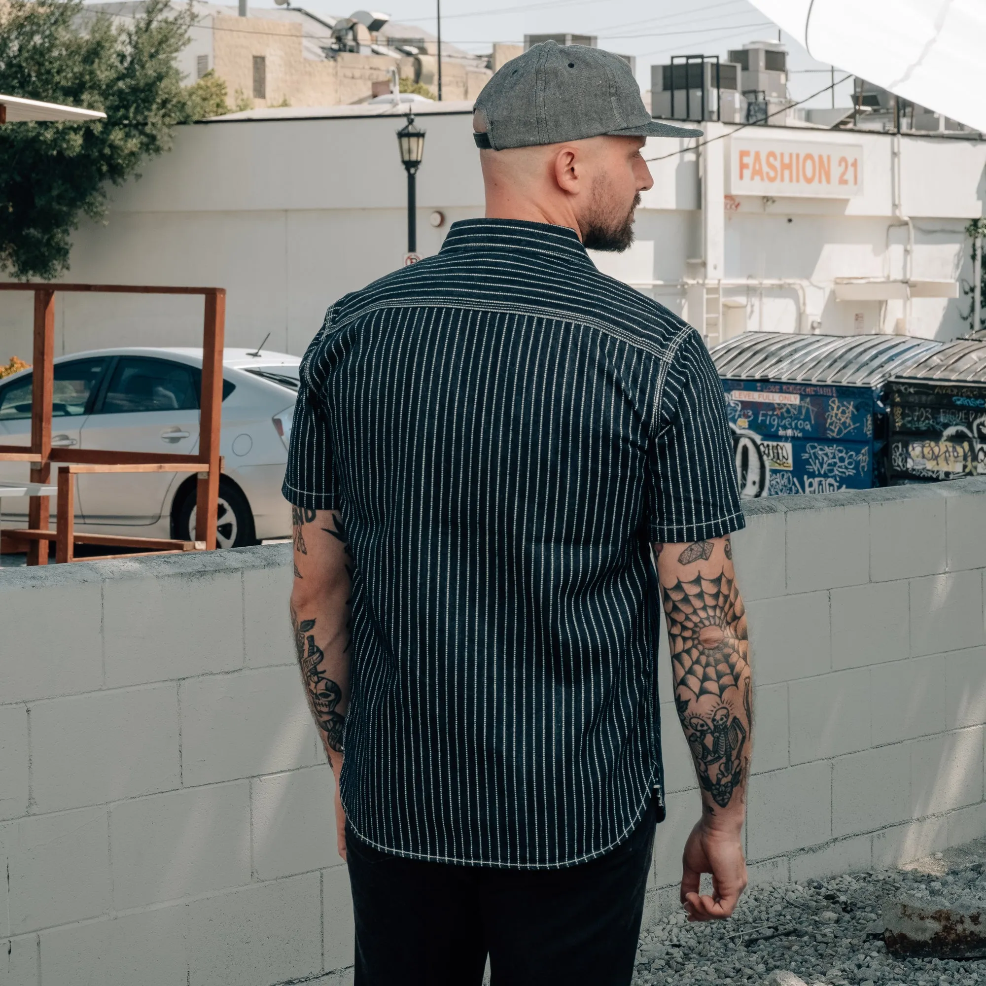 The Flat Head FN-SDK-702S 10oz Denim Wabash Short Sleeve Work Shirt