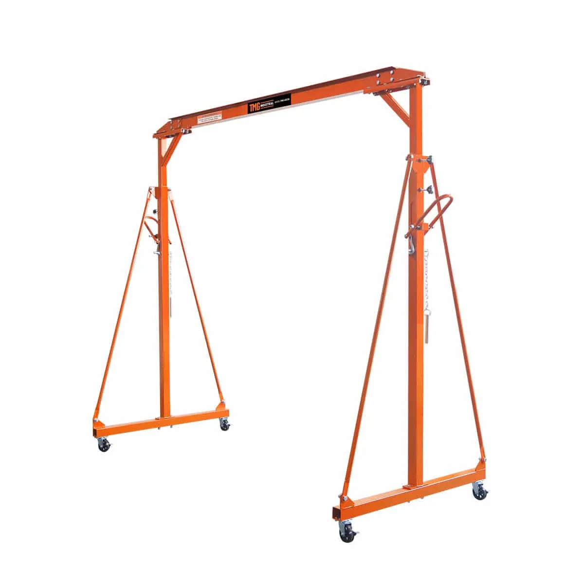 TMG Industrial 1100-lb Adjustable Height All-Steel Gantry Crane, Auto-Lock, 95” Min. Height, 142” Max. Height, Locking Swivel Caster Wheels, TMG-AGC06(Previously TMG-AGC05)