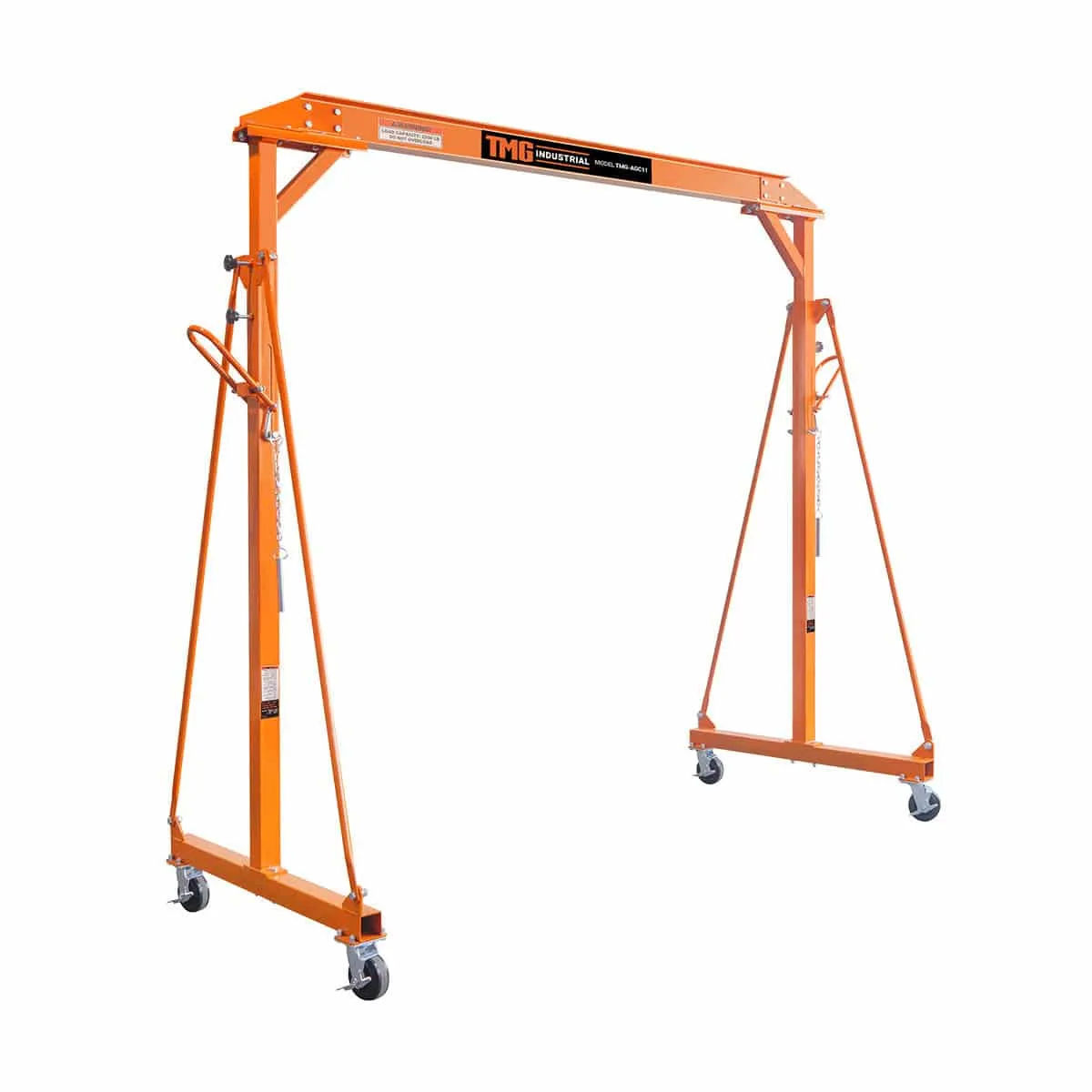 TMG Industrial 2200-lb Adjustable Height All-Steel Gantry Crane, Auto-Lock, 95” Min. Height, 142” Max. Height, Locking Swivel Casters, TMG-AGC11(Previously TMG-AGC10)