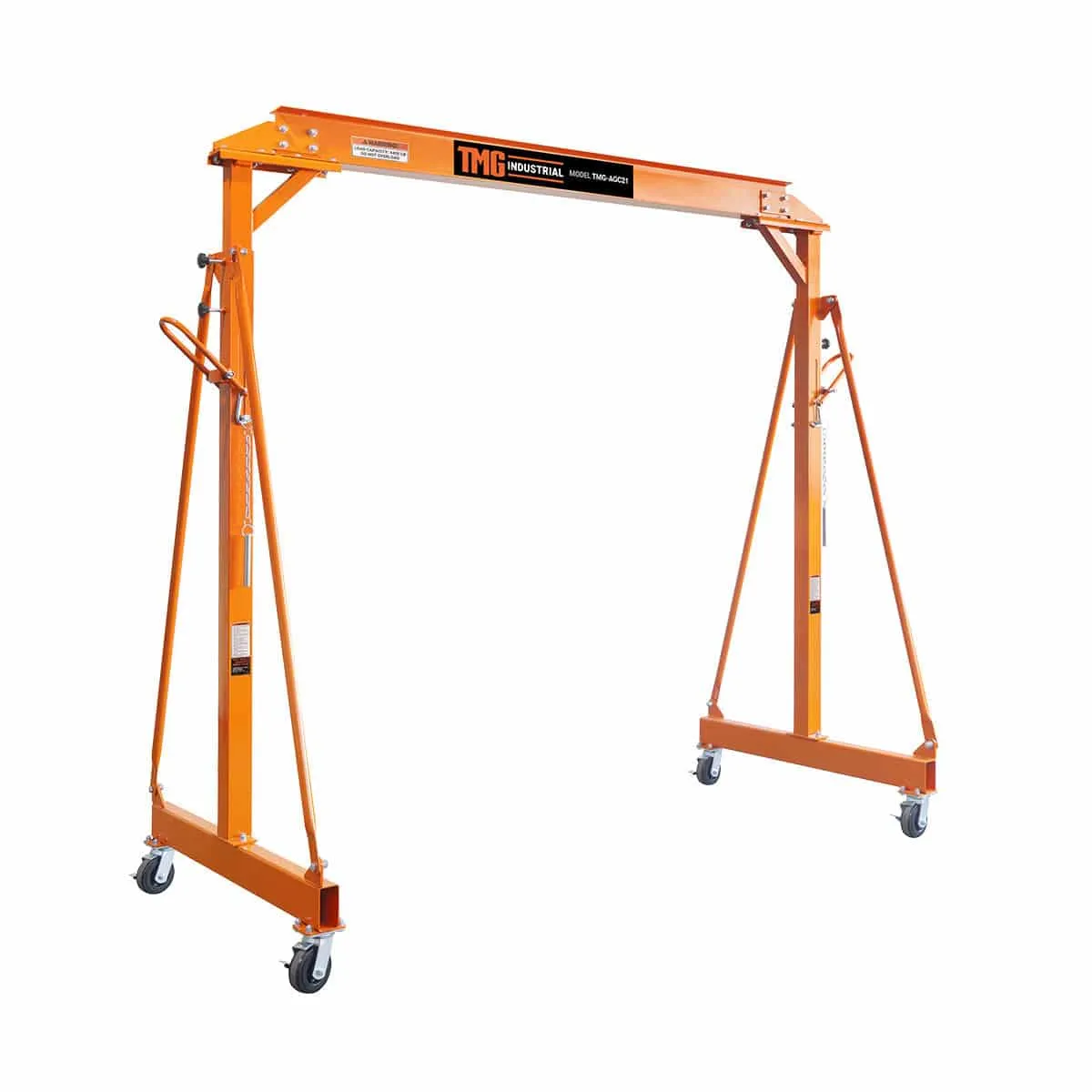 TMG Industrial 4400-lb Adjustable Height All-Steel Gantry Crane, Auto-Lock, 95” Min. Height, 142” Max. Height, Locking Swivel Caster Wheels, TMG-AGC21(Previously TMG-AGC20)