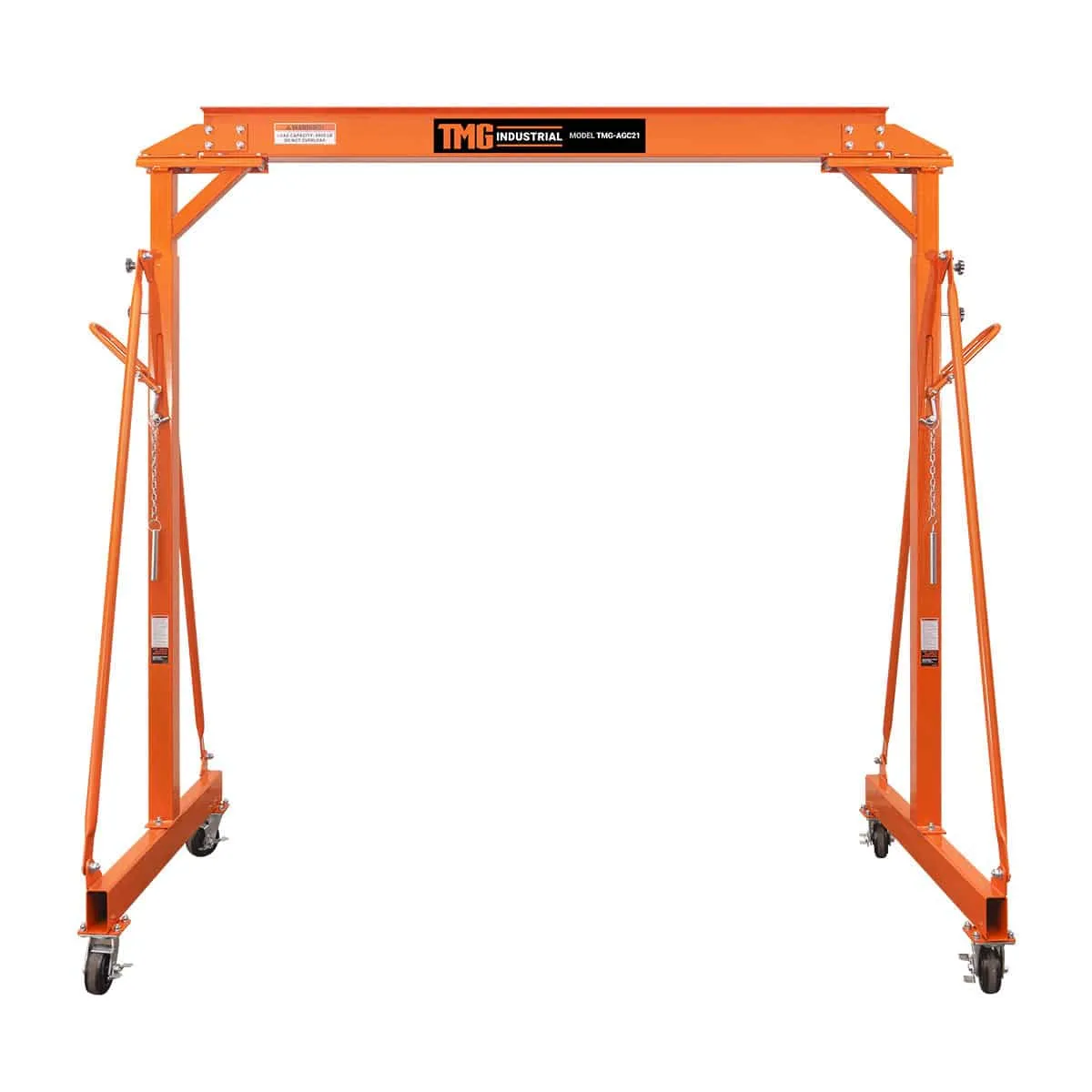 TMG Industrial 4400-lb Adjustable Height All-Steel Gantry Crane, Auto-Lock, 95” Min. Height, 142” Max. Height, Locking Swivel Caster Wheels, TMG-AGC21(Previously TMG-AGC20)