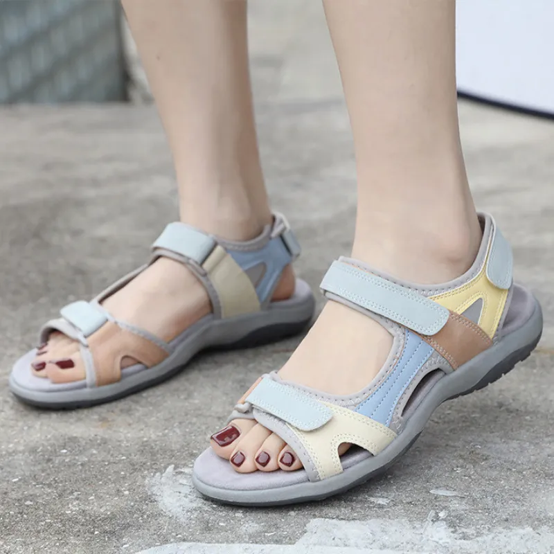 Women's Soft-soled orthopedic color-blocked Velcro sports sandals