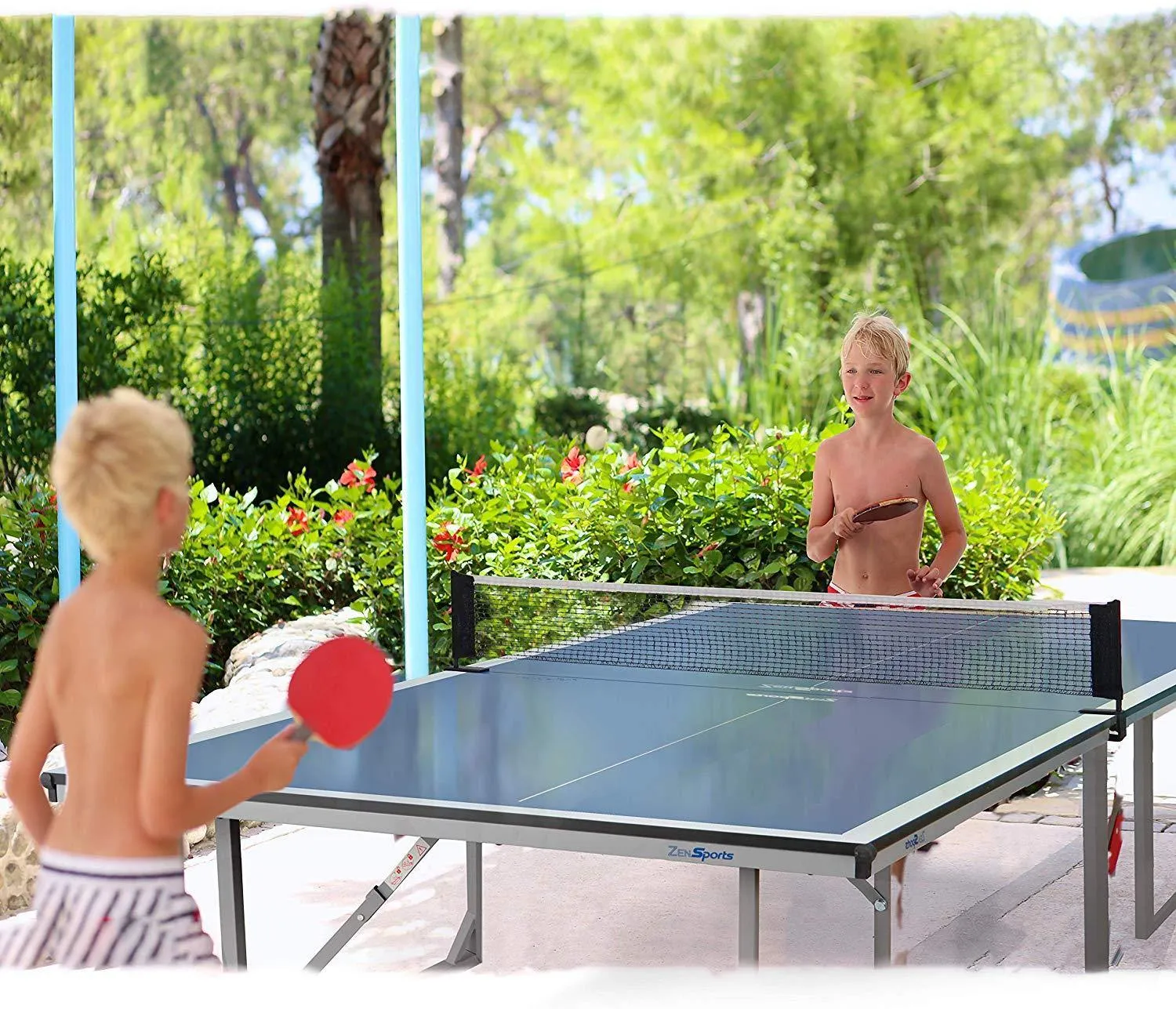 ZENY™ Foldable Table Tennis Table with Net Portable Ping Pang Tables for Indoor Outdoor Use Regulation Height Tennis Table Set